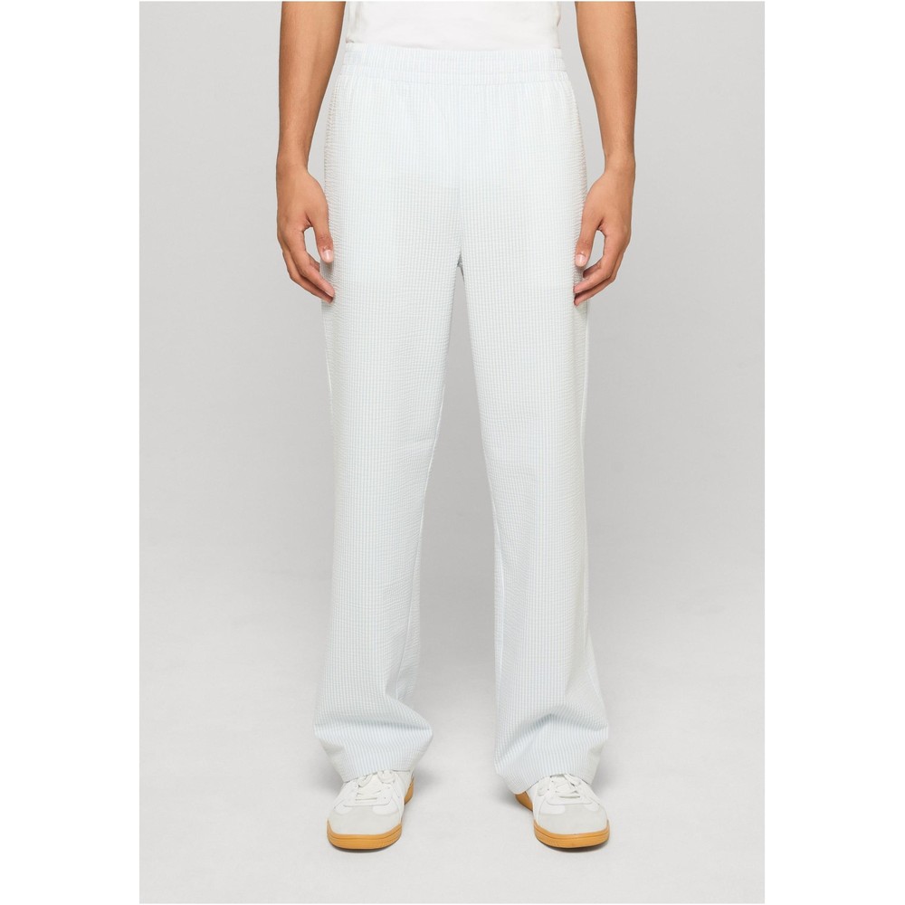 Urban Classics - Seersucker Beach Hose gerades bein - Blau/Weiß
